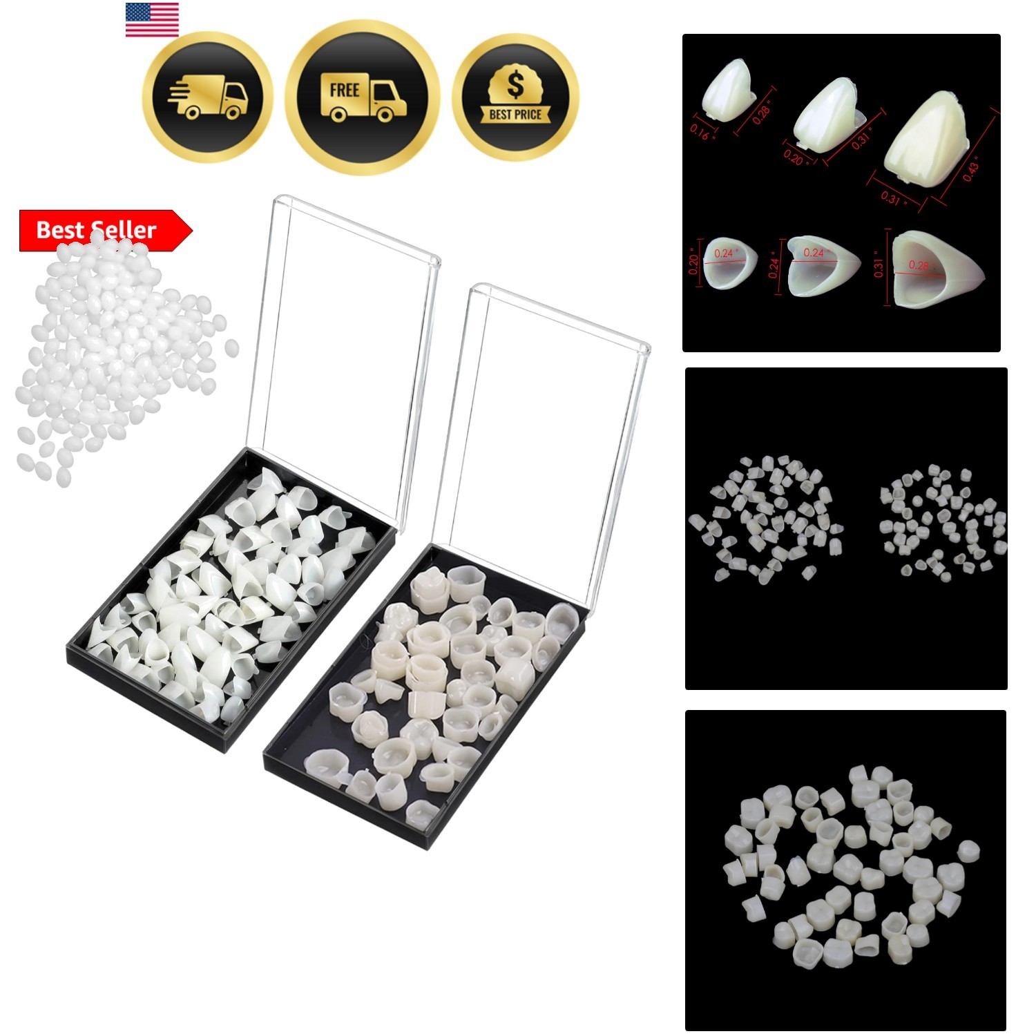120 Pieces Fake Tooth Cap Crown Veneers Front Back Anterior and Molar Posteri…
