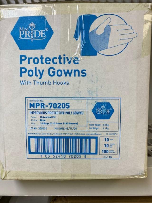 MedPride Polyethylene Isolation Gown Blue-Case/100,Level 3 Heavy Duty. MPR-70205