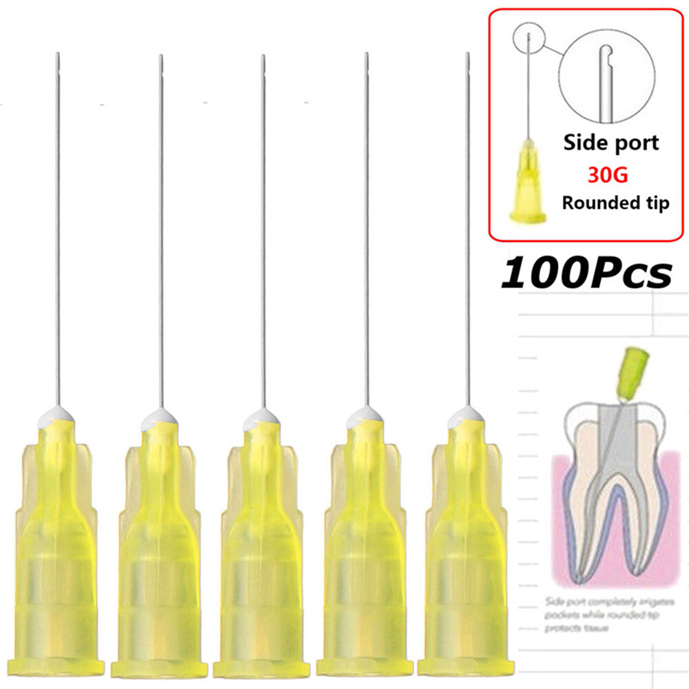 100X Dental Endo Irrigation Needle Tip 30GA End-Closed Side Hole Syringes US