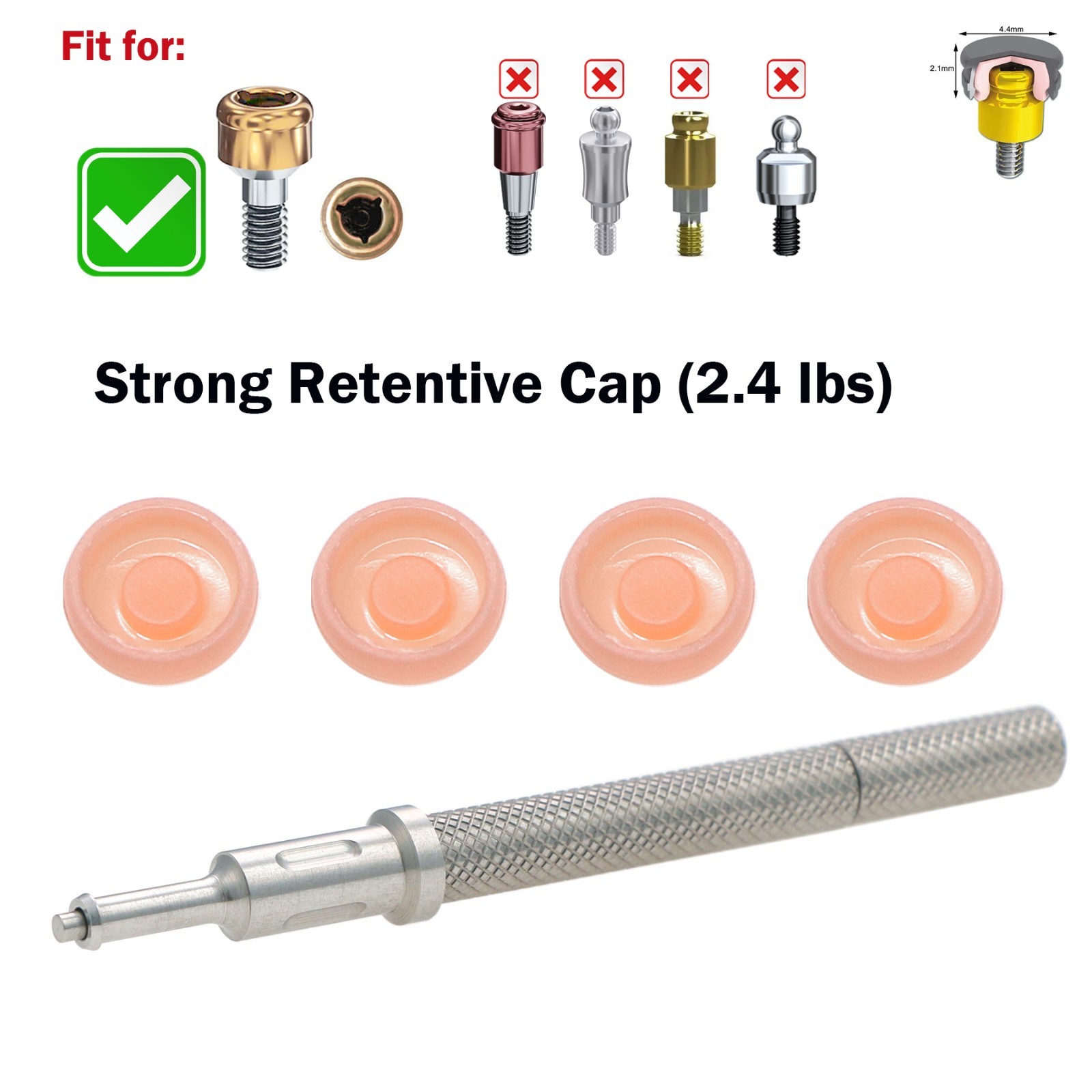 US Universal Implant 2.4lbs Retention Caps Insertion Extraction Remove Core Tool