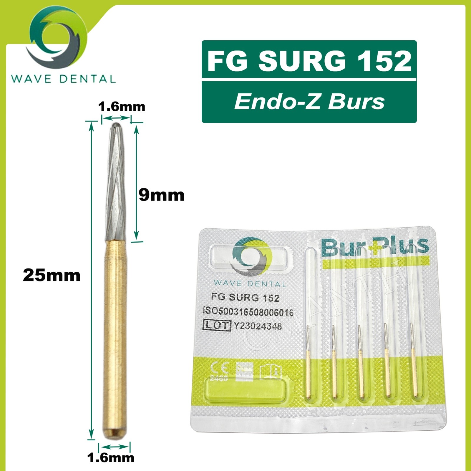 5Pcs WAVE Dental Extraction Bur Tungsten Carbide Bur FG Dia.1.6mm 25mm/28mm/32mm
