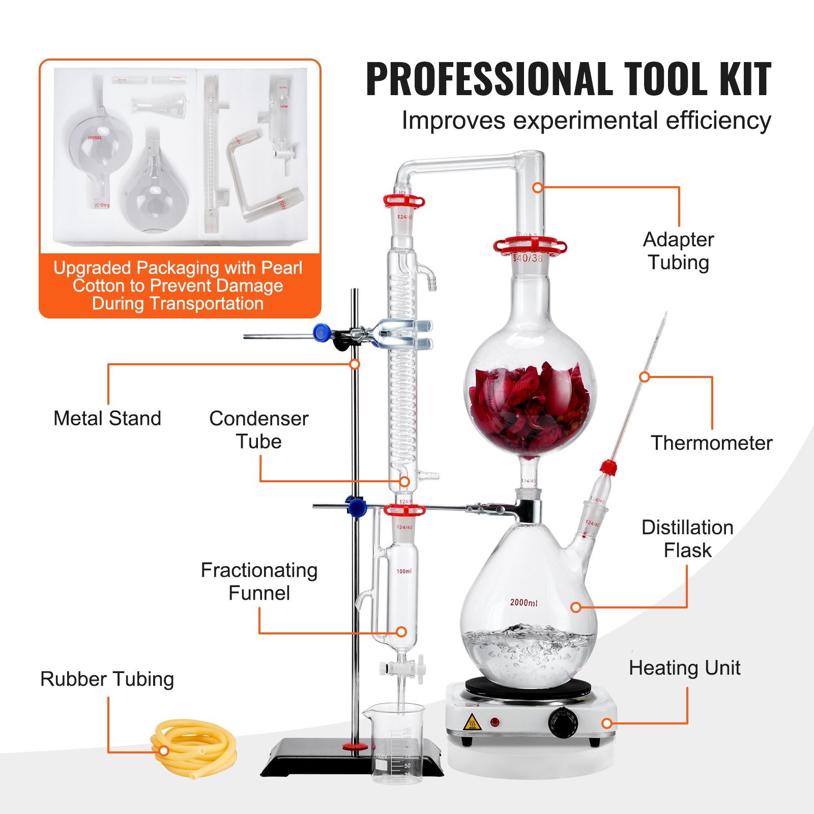 Essential Oil Distillation Kit, 2000ml Distillation Apparatus