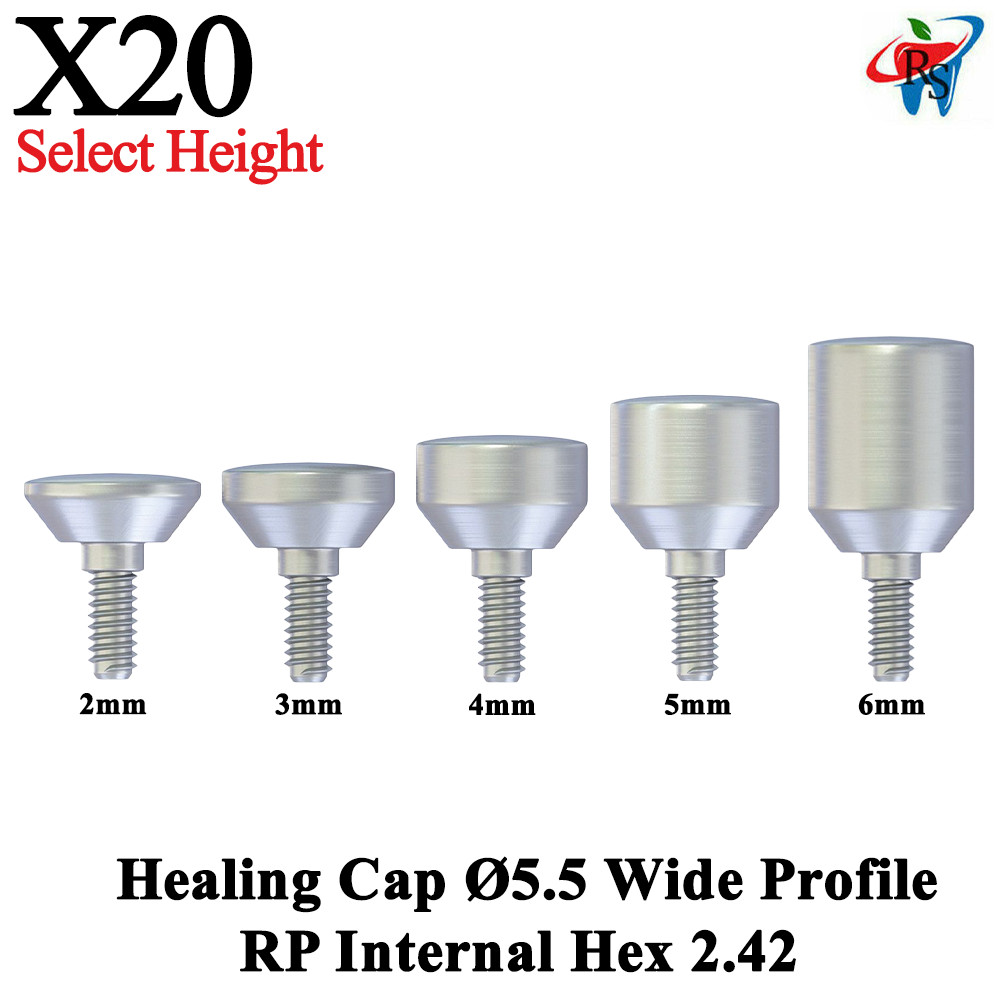 20pcs Dental Prosthetic Healing Cap Prosthetic RP Ø5.5 Int Hex 2.42 Titanium
