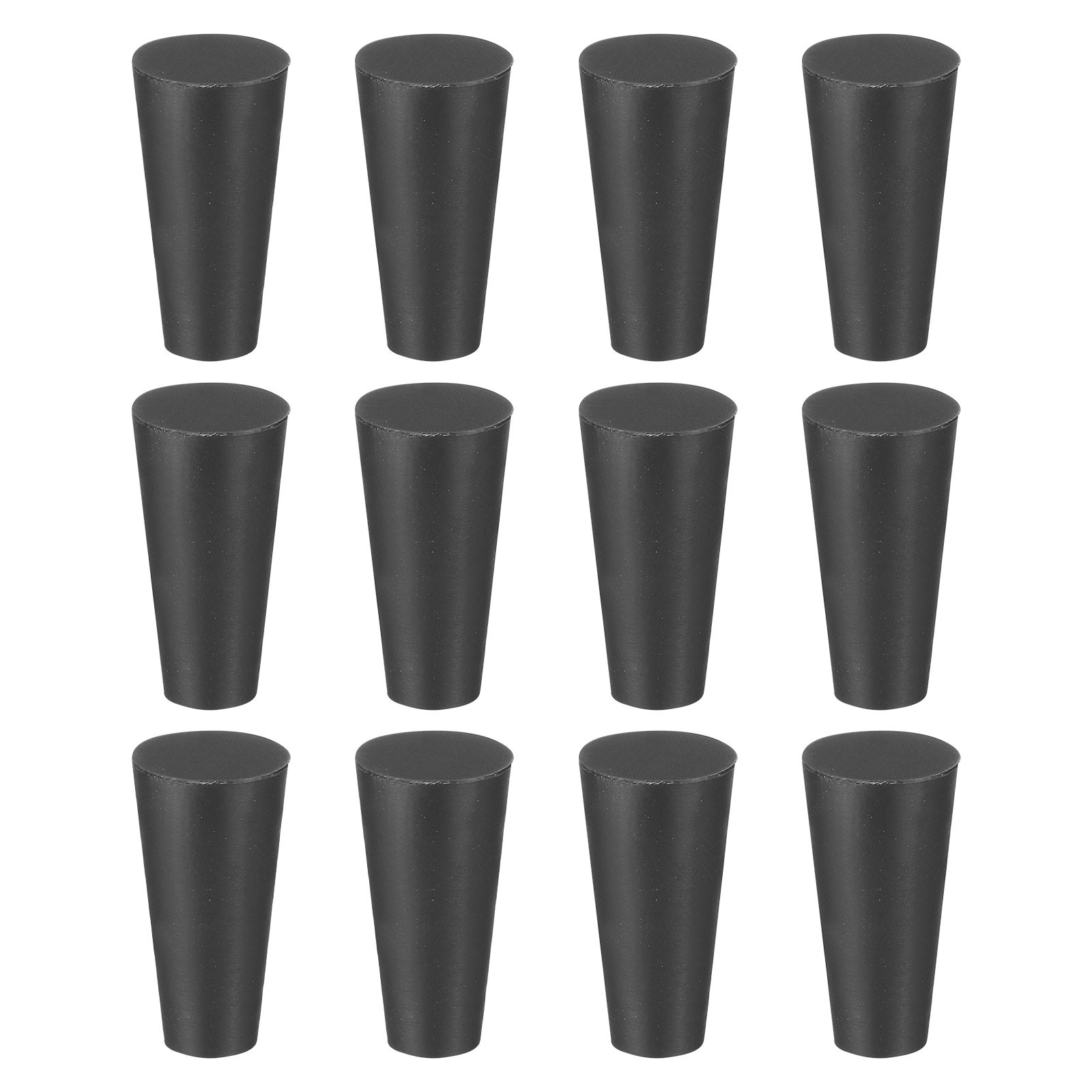 Solid Rubber Stoppers 6x10x19mm, 12 Pcs Tapered Lab Seal Rubber Stopper Black