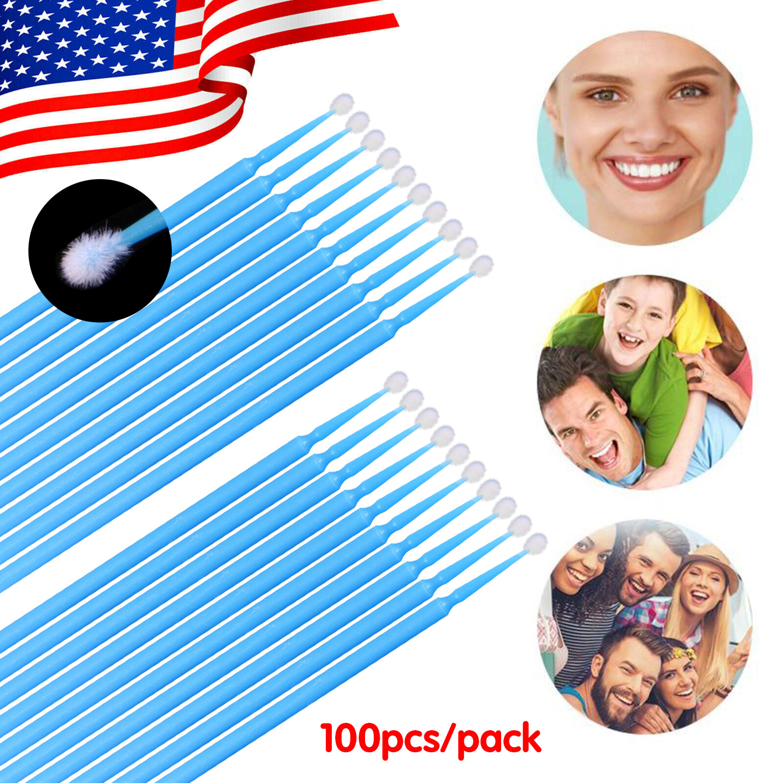100-1000pcs Dental Micro Brush Disposable Eyelash Tooth Applicators