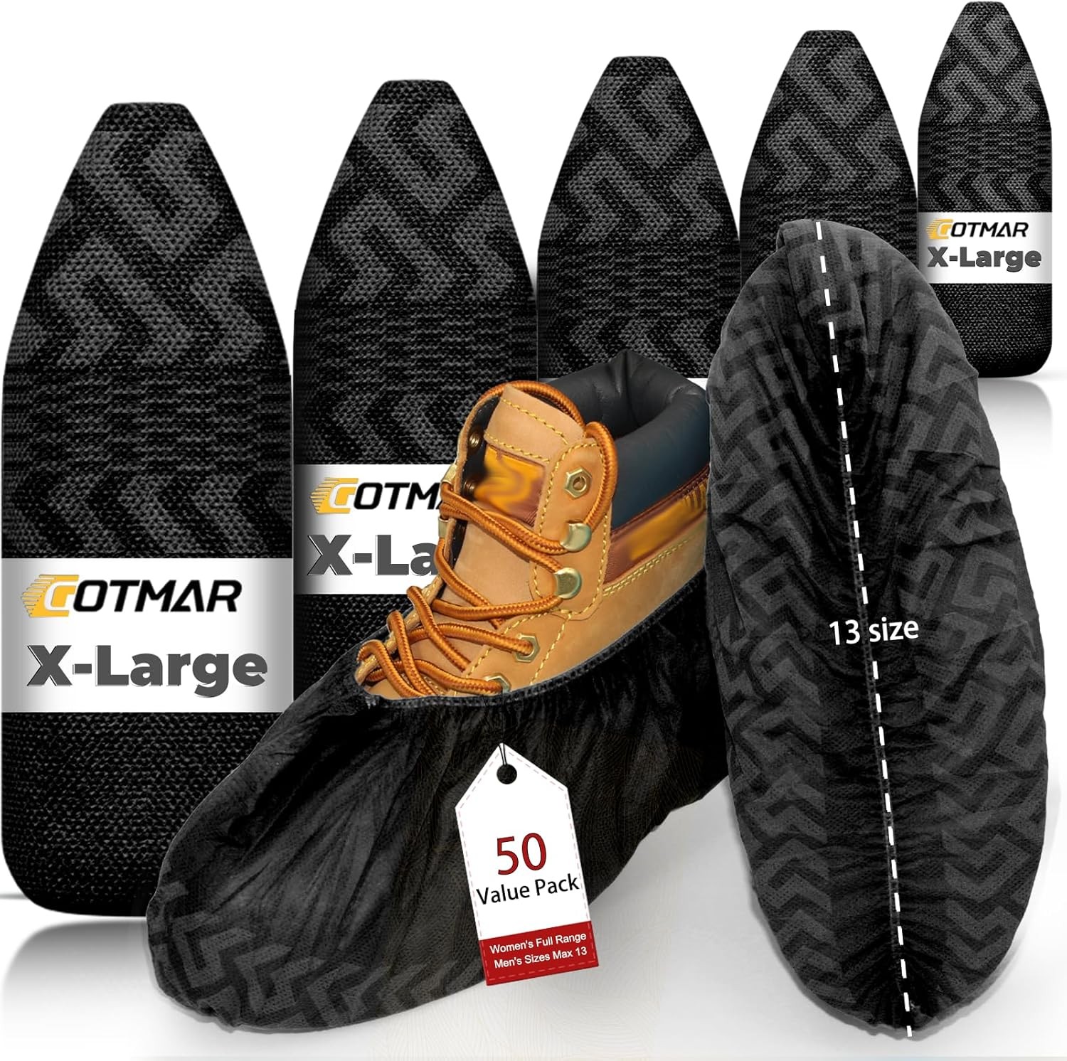 X-Large 50 Pack Shoe Covers Disposable Non-Slip, Breathable Booties for Indoors