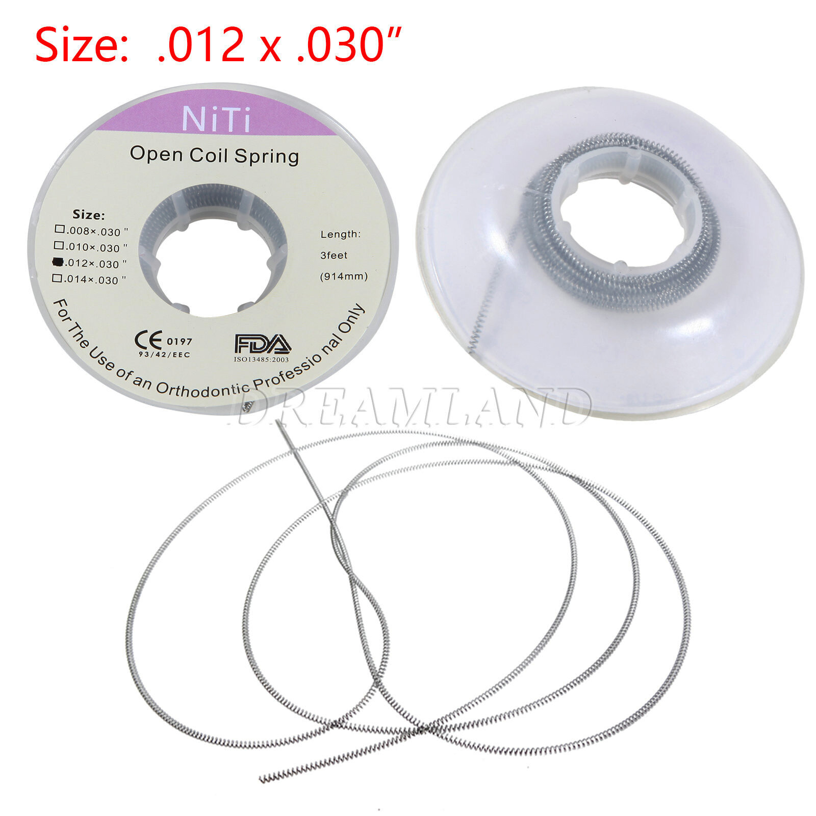 Dental Orthodontic Niti Open Coil Spring Spool Dia.012 Inch 914 mm 3 Feet