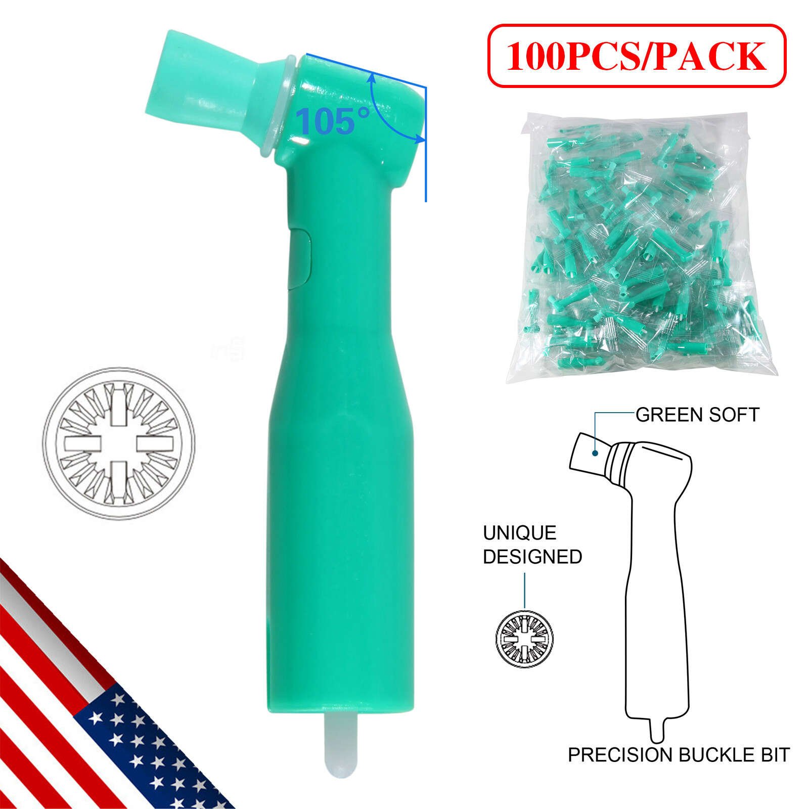 Dental Disposable Prophy Angles Soft 105° -Latex Free 500 pcs