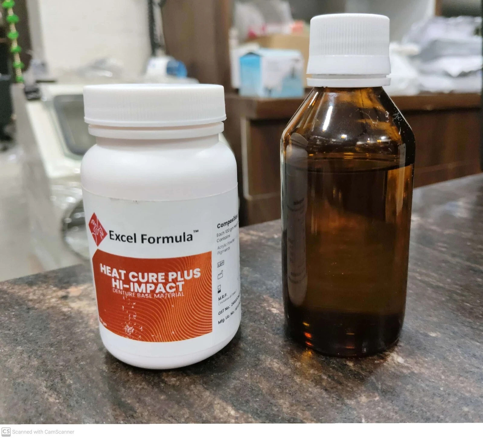 Dental HEAT CURE PLUS Hi Impact Denture Base Material – Powder 100g Liquid 100ml