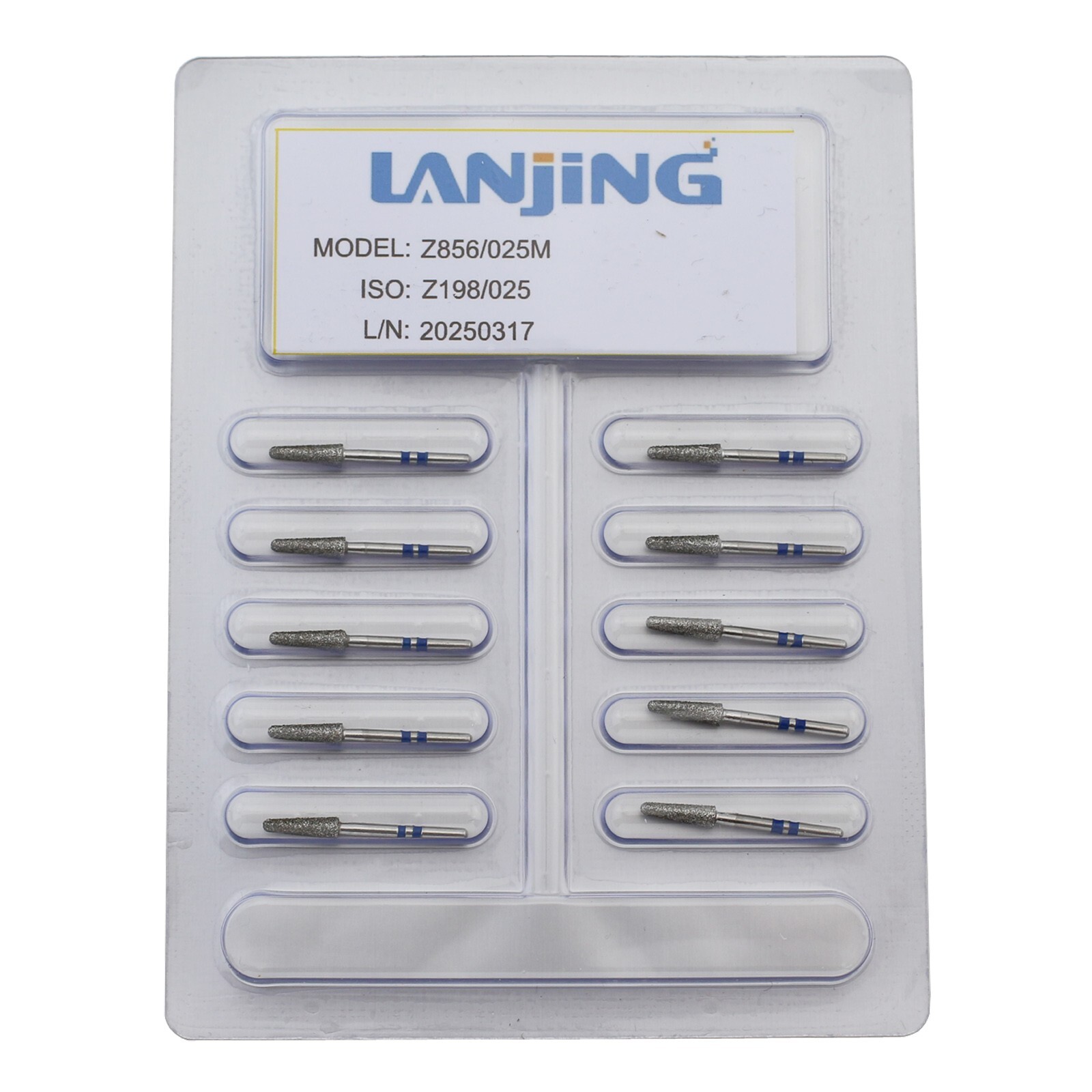 Dental Zirconia Diamond Burs Z856/025M Medium Round End Taper FG Bur High Speed