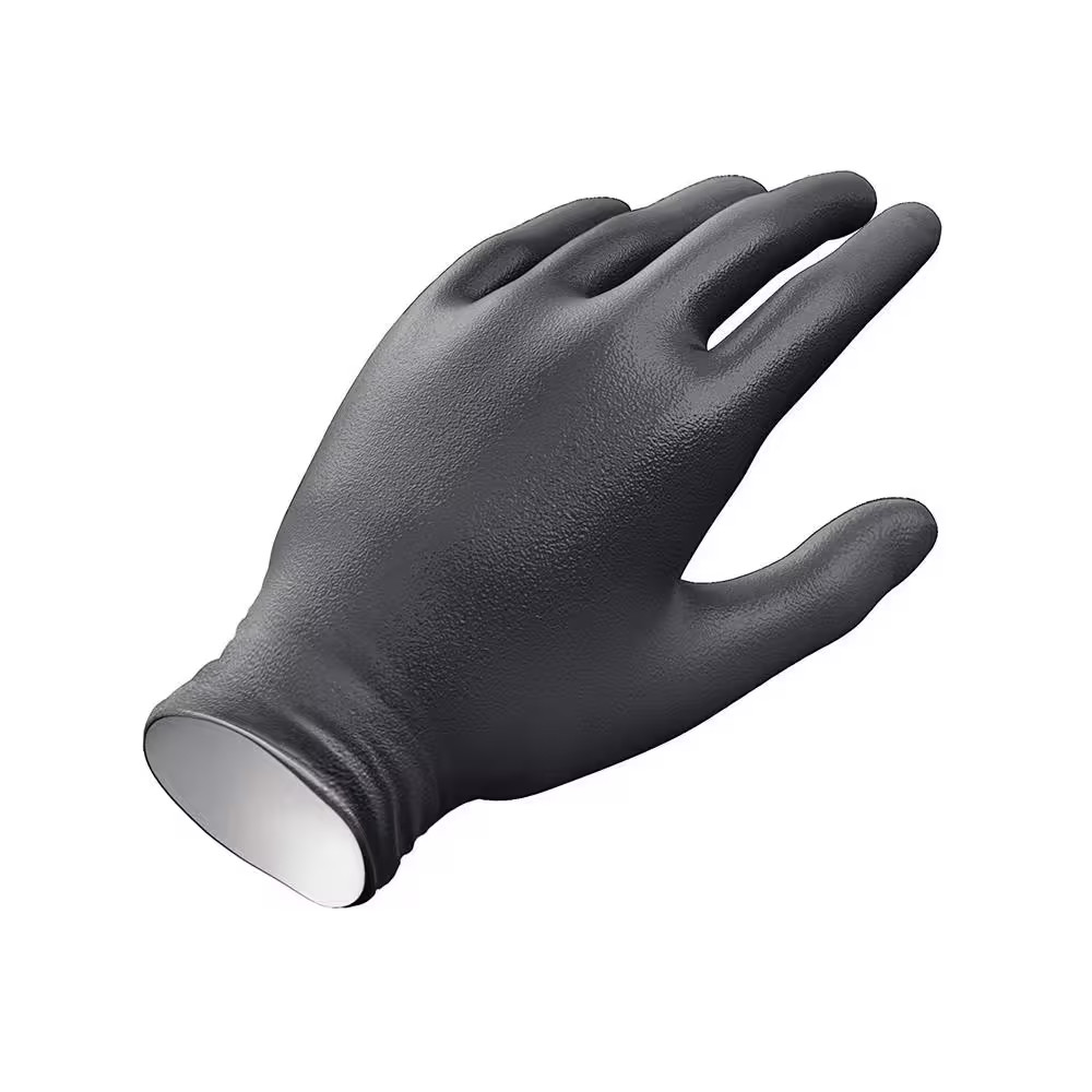 Rip-Resistant Black 2-Layer Disposable Nitrile Gloves, 1-Size Fits Most (50-Coun