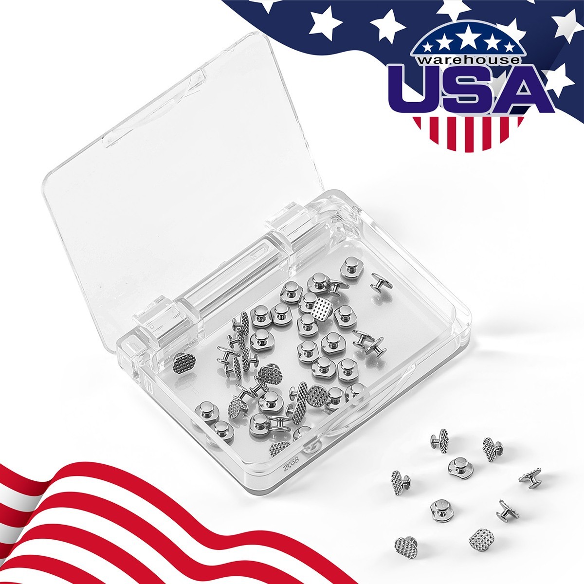 50pcs Dental Orthodontics Lingual Buttons Bondable Monoblock Round/Rectangular