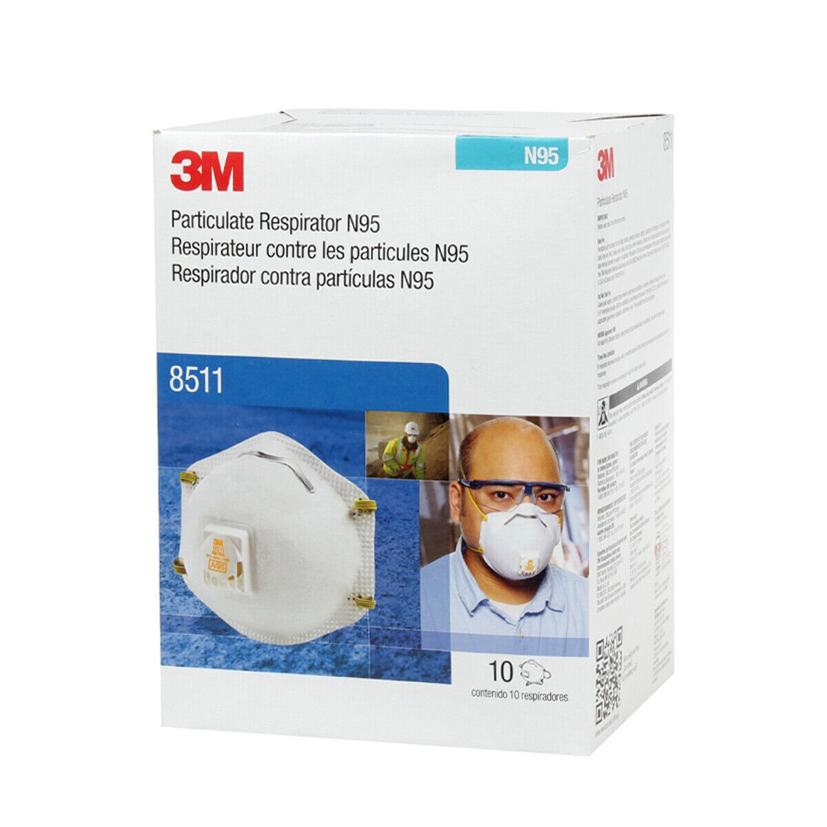 3M N95 Particulate Respirator Face Mask, Case of 10 – 8511