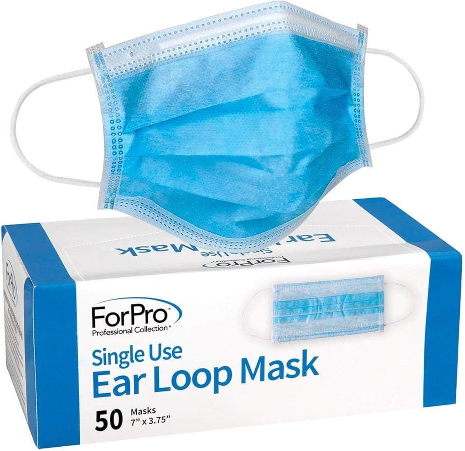 ForPro Professional Collection Single Use Ear Loop Mask, 3-Ply Disposable Non-Wo