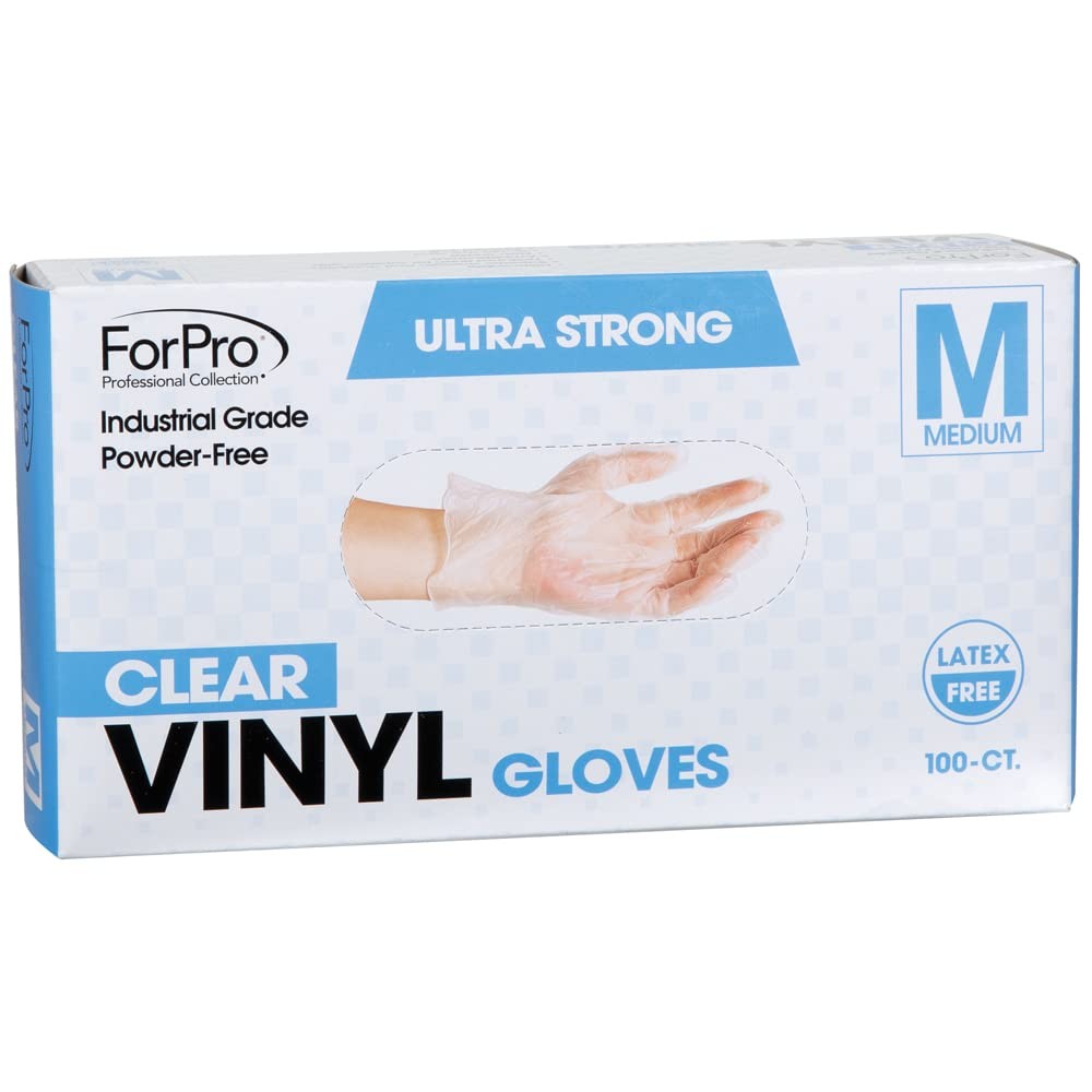 Medium Clear Vinyl Gloves Pack of 100 Industrial Grade Disposable Food Safe