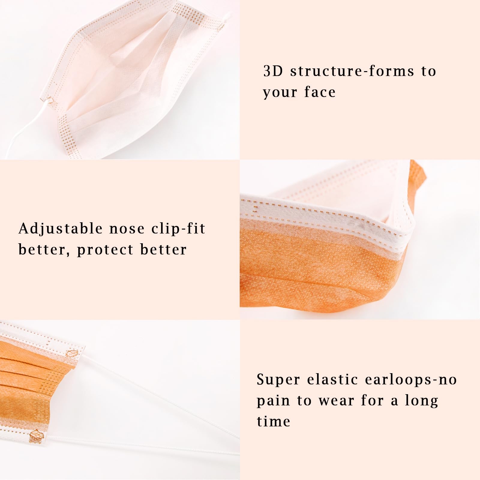 Borje Disposable Face Mask 100 Pcs Face Masks 3 Ply Protection Masks Tangerine