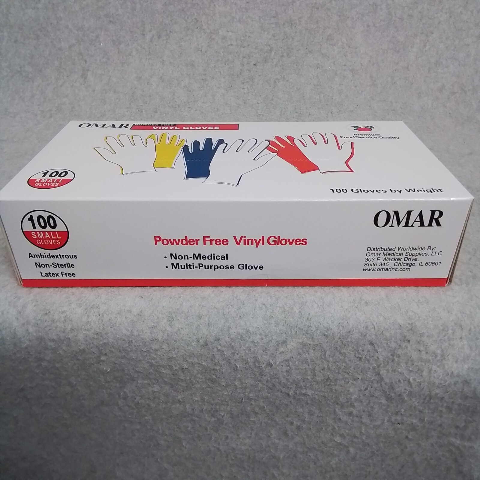 (100 Gloves) SMALL- Omar Disposable Powder-Free Vinyl General Purpose CLEAR