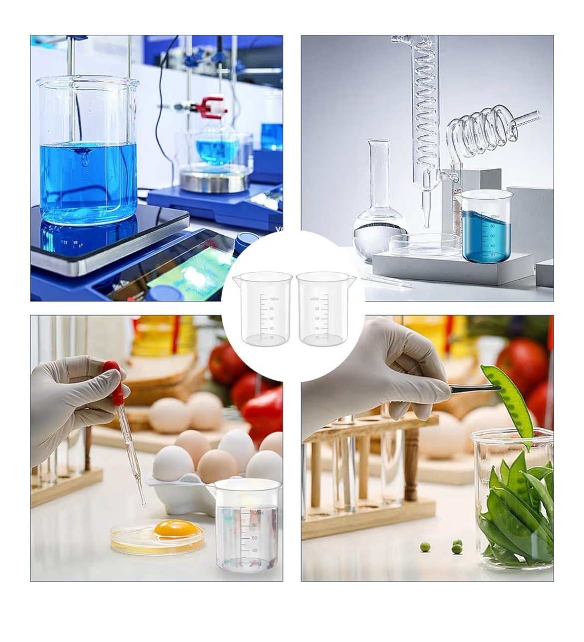 10 oz Transparent Lab Measuring Cup 300ml Plastic Beaker Cups for Sc12 PCS New