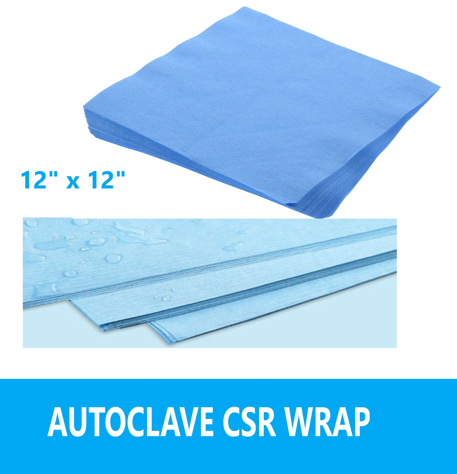 Dental AUTOCLAVE CSR Sterilization Wraps 12″ x 12″ 100 to 500/Bx, Latex Free