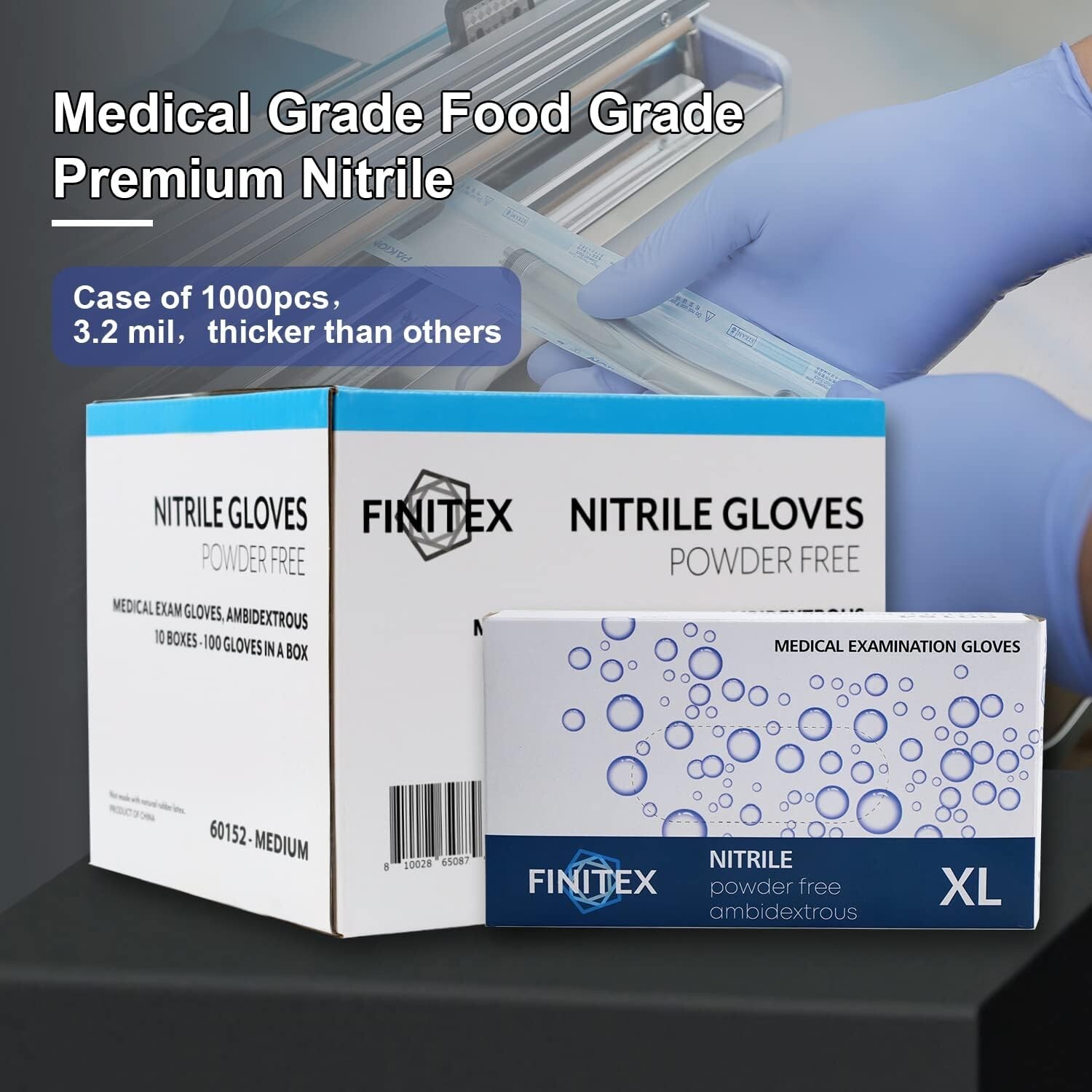 Latex-Free Ice Blue Nitrile Gloves – 1000 PCS, Ideal for Medical & Cleaning