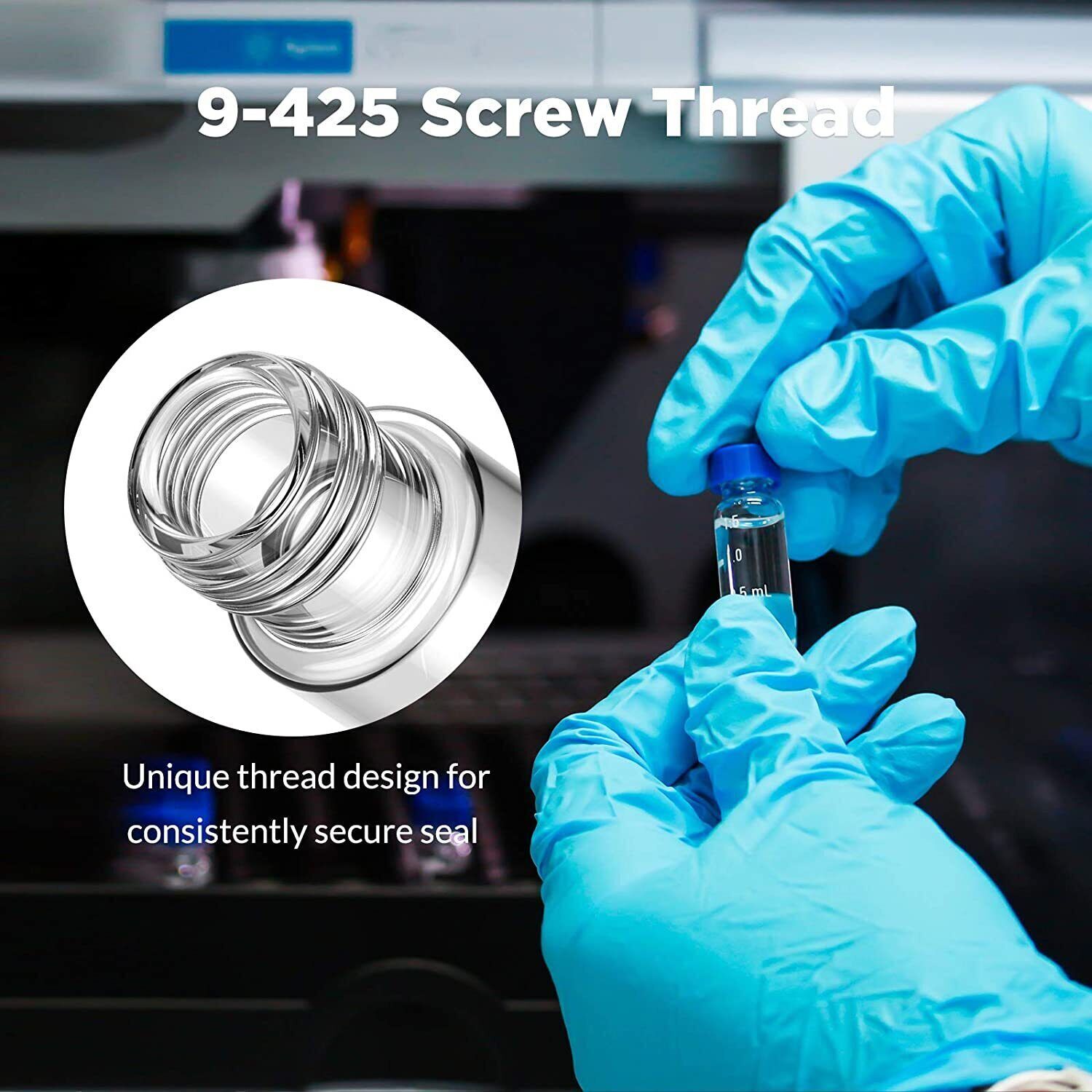 2000pc 2mL Autosampler Clear Vials 9mm Pre-slit Screw Caps Write Spot Graduation
