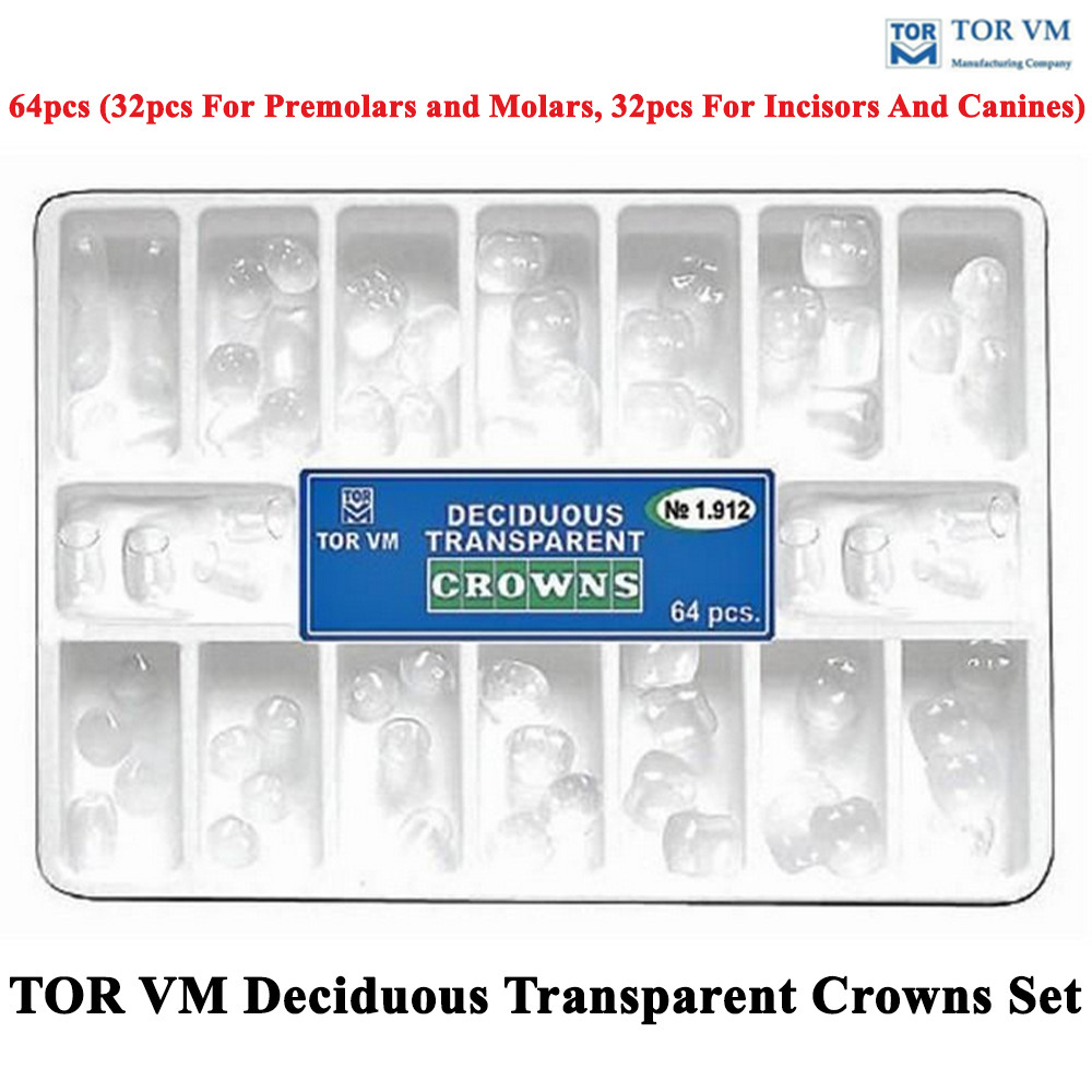 64pcs Dental TOR VM Deciduous Transparent Forms For Temporary Crowns Set