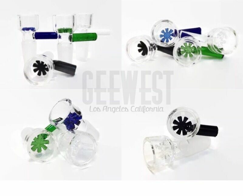 14mm 2 Inch Star Screen Glass Slide Bowl – Green Blue Clear