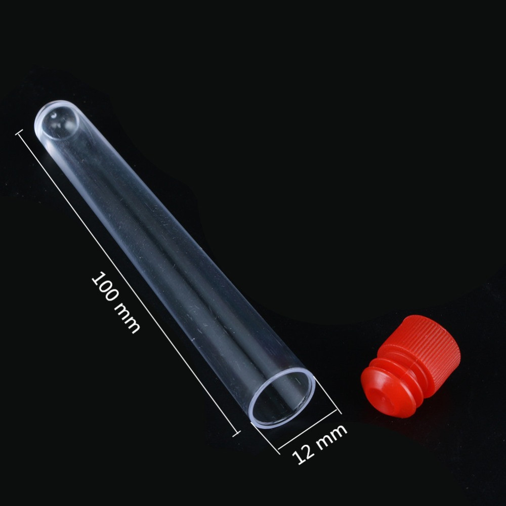 10Pcs Transparent Clear Plastic Test Tubes Vials with Lid Push Caps Kit Supplies