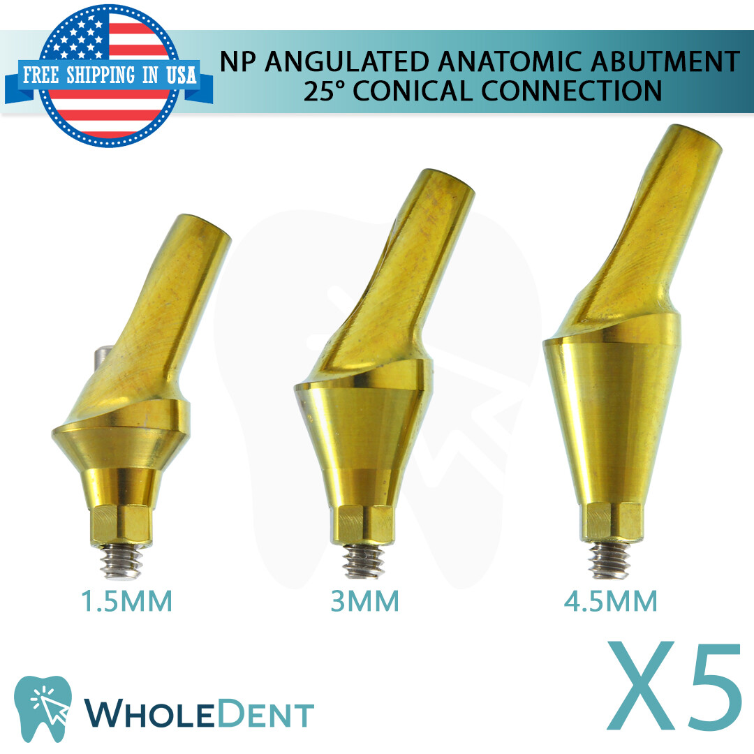 5x NP Conical Connection Angulated Anatomic Abutment 25° Dental Ø5.0mm