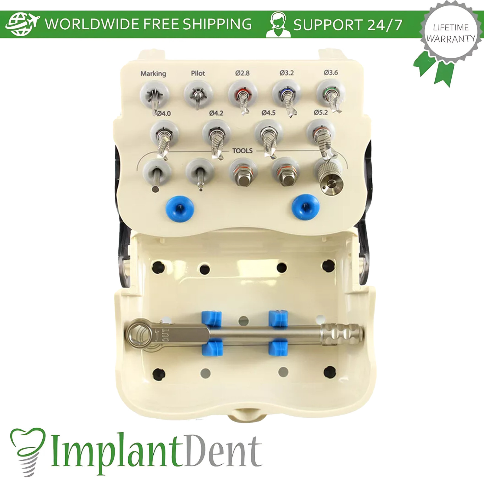 Dental Basic Mini Kit Box Conical Connection Plastic Stainless Steel Lab Tool