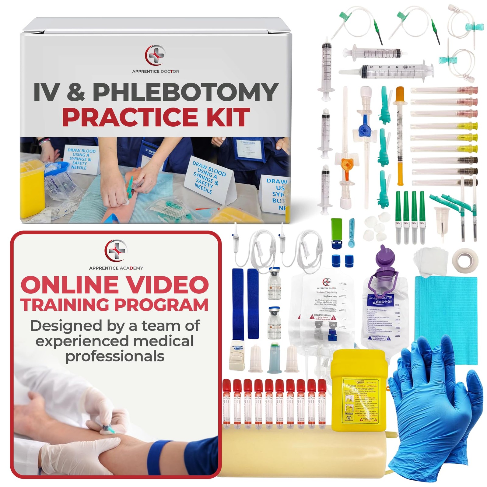 Phlebotomy Practice Arm Kit with Online Learning – Skill-Building Model Arm f…