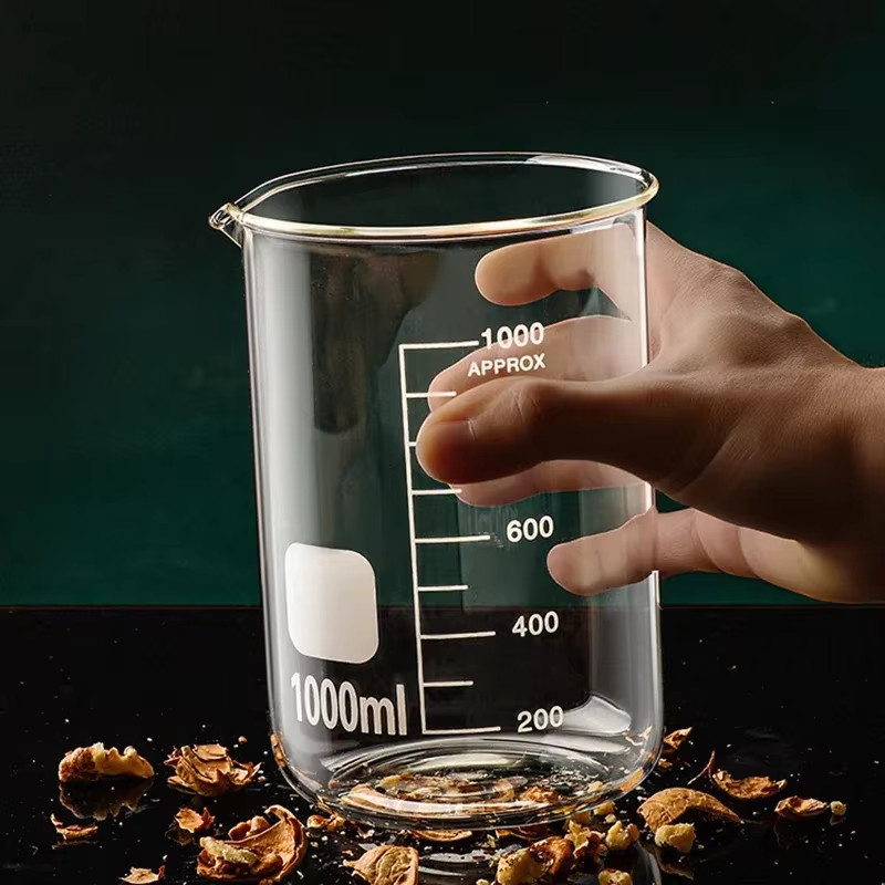 Transparent High Borosilicate Glass Measuring Cup Clear Scale Cup Laboratory Bea