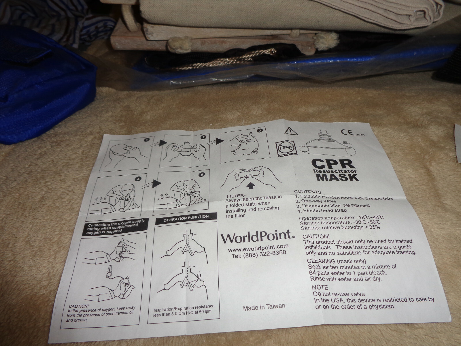world point cpr mask with oxygen inlet