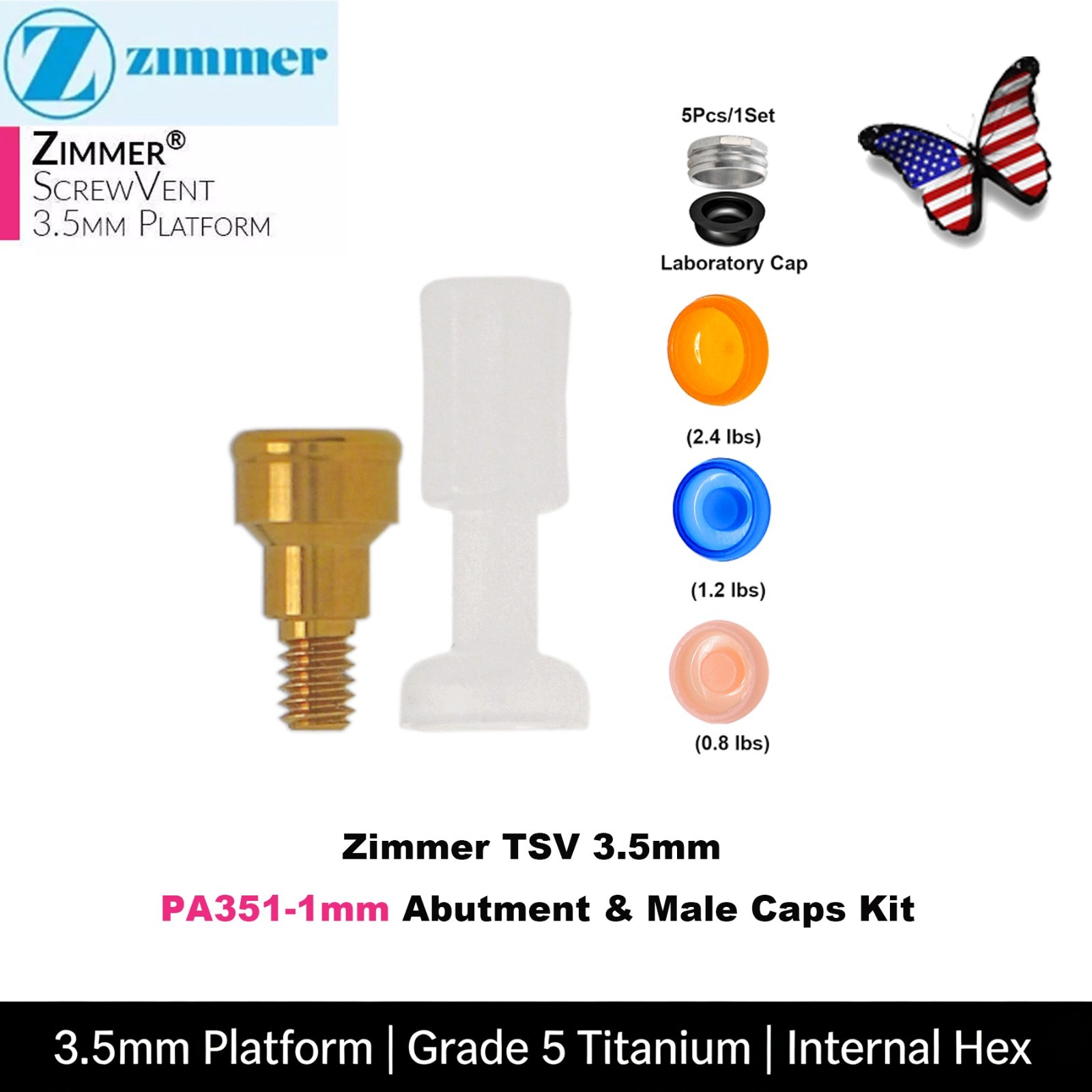 US LOCATOR Abutment Compatible with the ZimVie /Zimmer Biomet Tapered Screw Vent