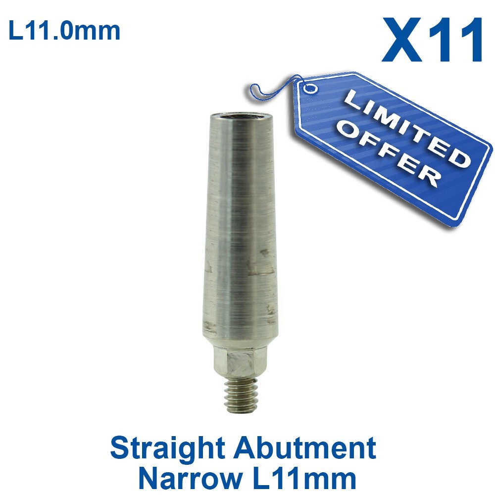 X11 Dental Straight Abutment Narrow Platform 11.0mm Int Hex Connection 2.42mm