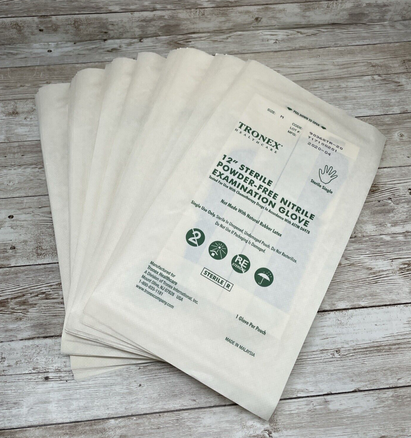*50 single* TRONEX 12″ STERILE NITRILE EXAM GLOVES, Size Medium MFG: 04-20