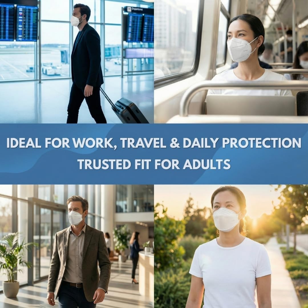 50 Pack KN95 Face Masks – 5-Layer Protection, GB2626-2019 Certified, Adjustable