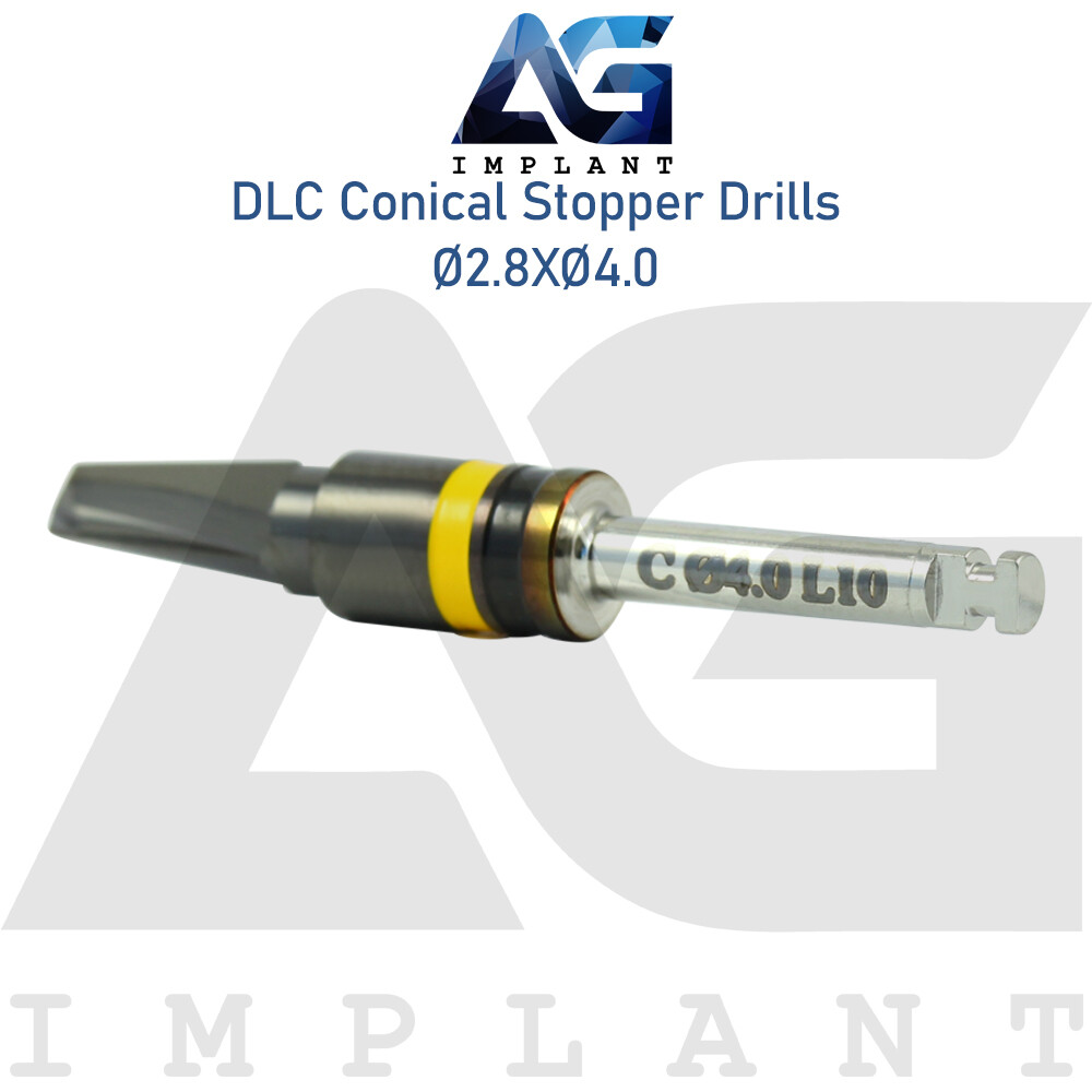 Ø2.8XØ4.0 Integral Stopper DLC Conical Drill External Irrigation Tool Carbon