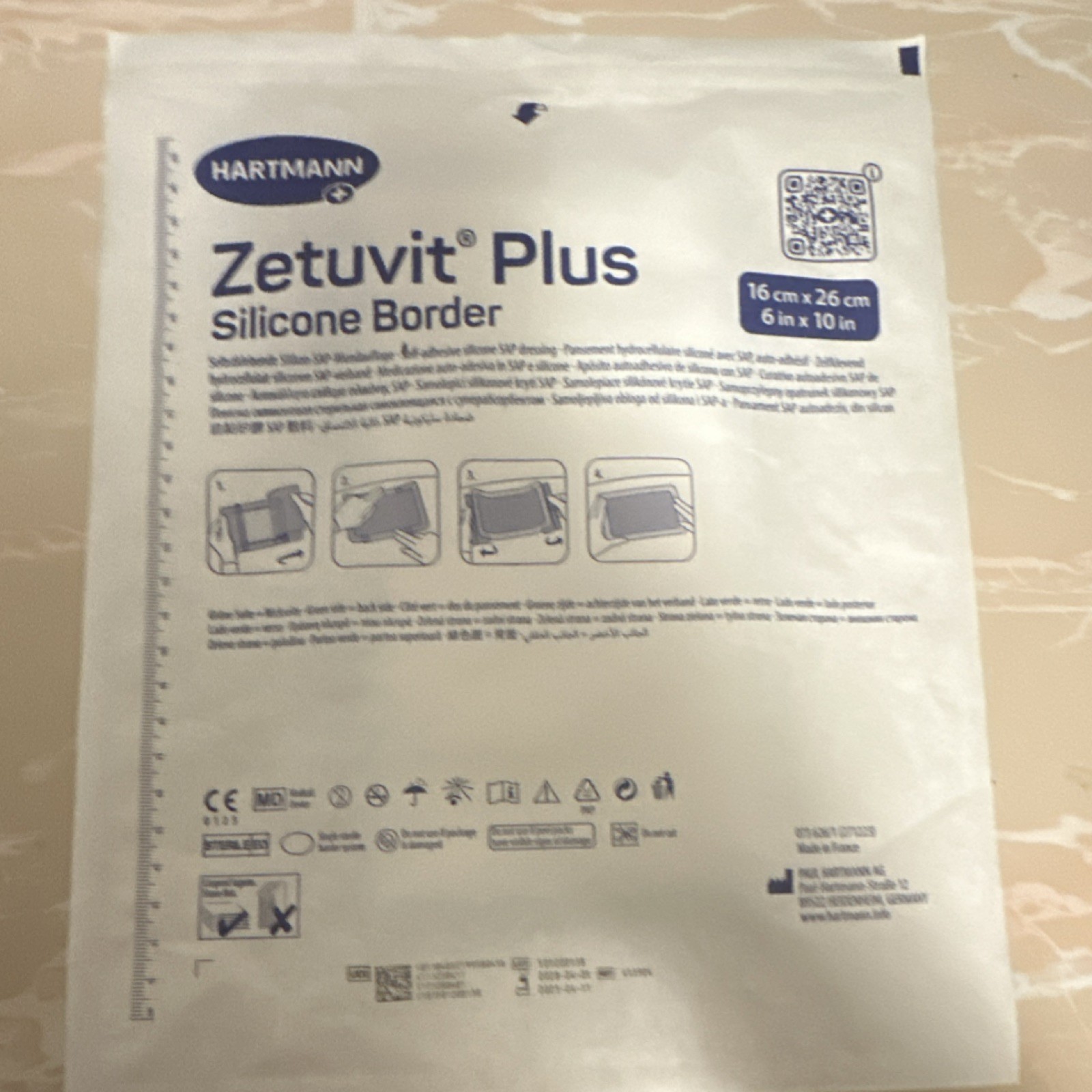 Hartmann Zetuvit Plus Silicone Border Foam Dressing 16cm x 26cm 6in x 10in