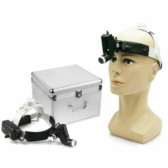 Dental 5W LED SurgicalHeadlight Headband Spot Head Lamp Black DY-006+AL-Case CE
