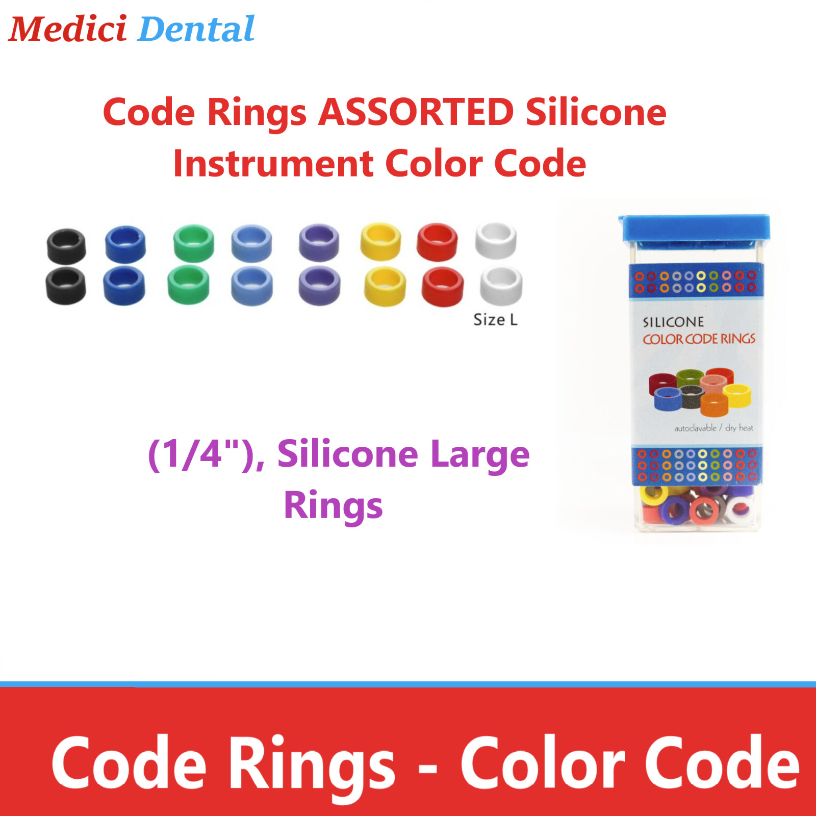 Dental Color Code Instrument Rings, Pre Cut1/8, 80/Pk Color Code Ring Dispenser