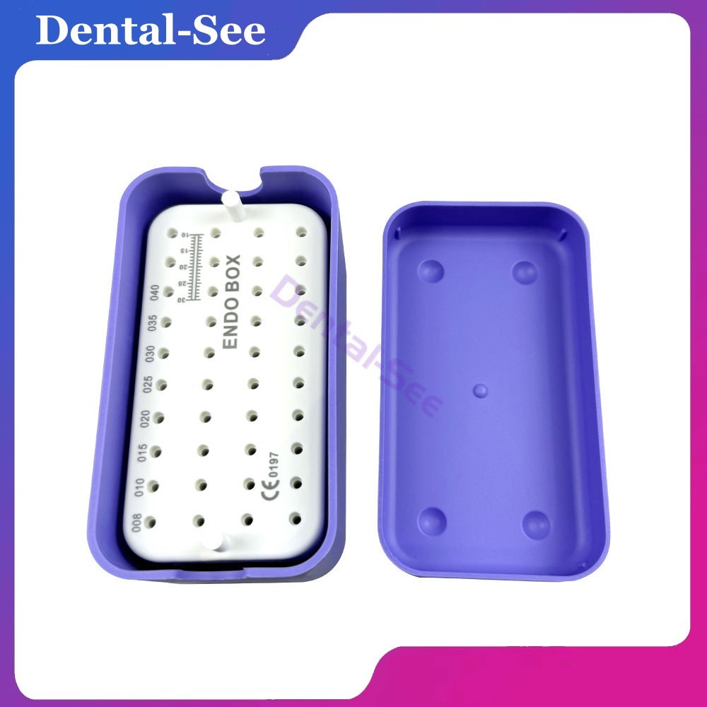 40 Holes Dental Endo Box FG Files Bur Holder Autoclave Disinfection Box Ruler