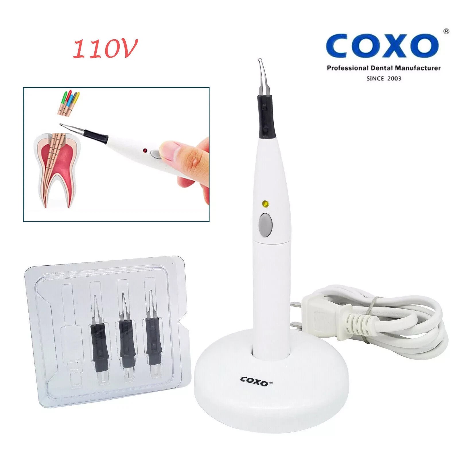 COXO Dental Endodontic Gutta Percha Cutter C Blade 110V 220V + 4 Tips VIP