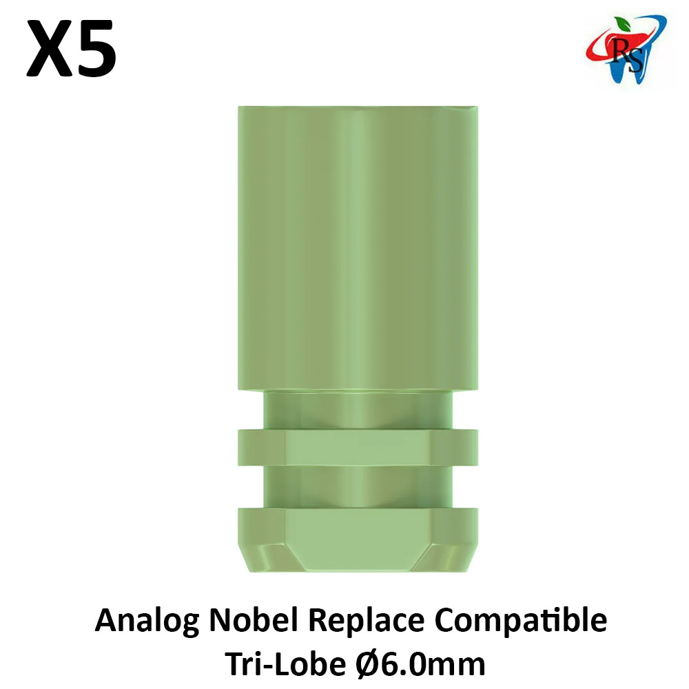 5x Dental Analog N0bel Replace Compatible Tri-Lobe Ø6.0mm Platform Titanium Lab