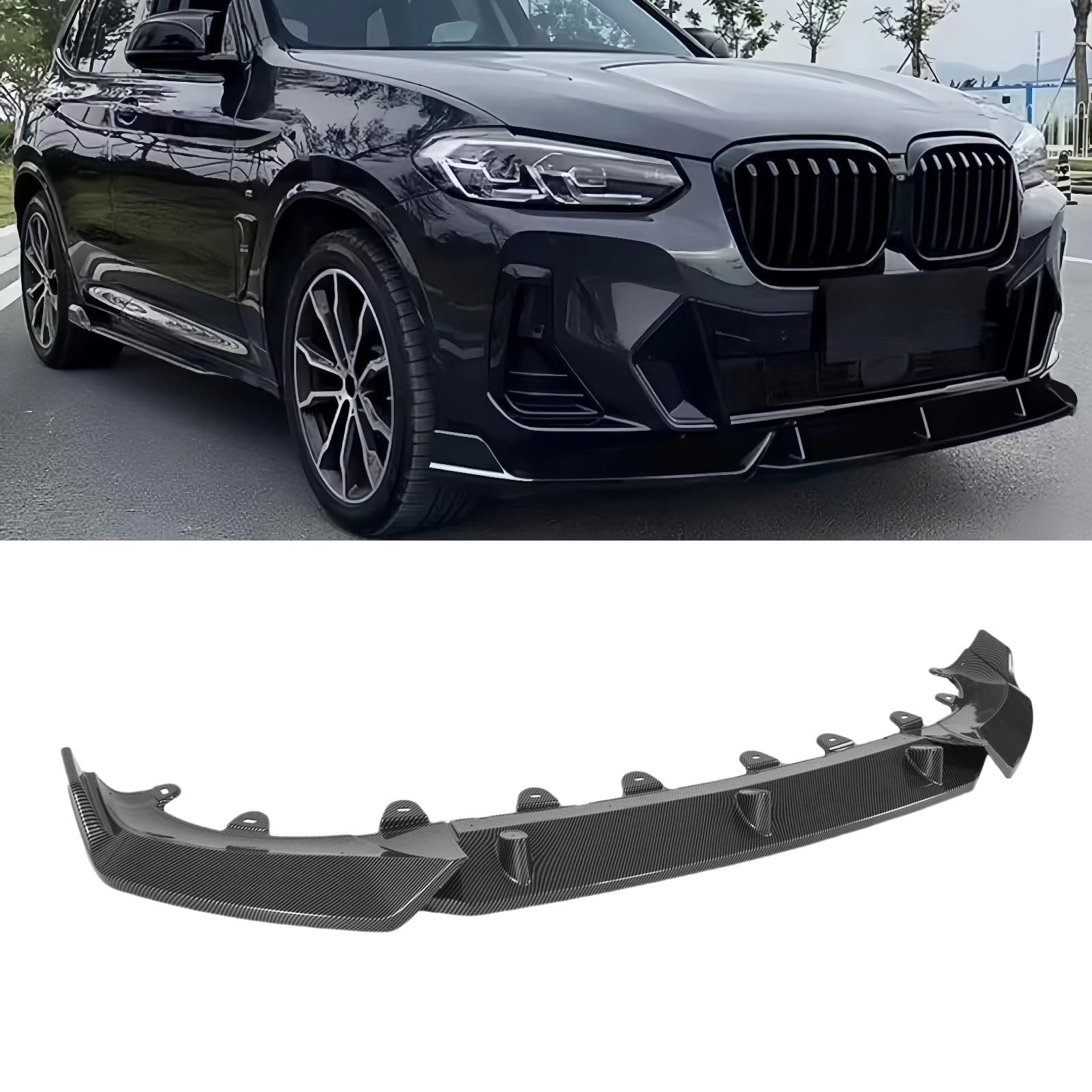 Front Lip Spoiler Splitter 3Pcs Carbon Fiber Print for X3 G01 X4 2022 2024