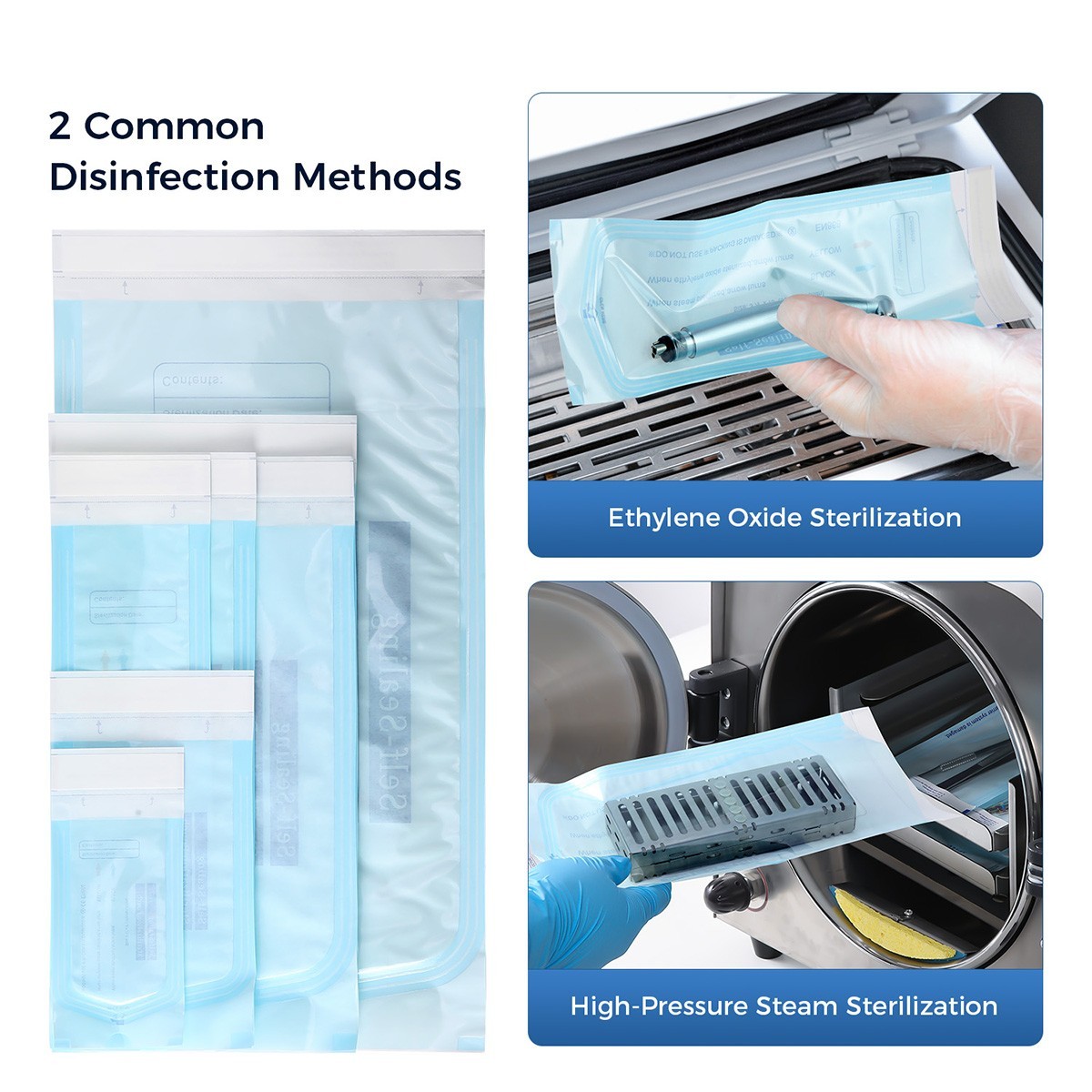 200pcs Dental Self Sterilization Pouches Autoclave Sterilizer Bags/Divided Trays