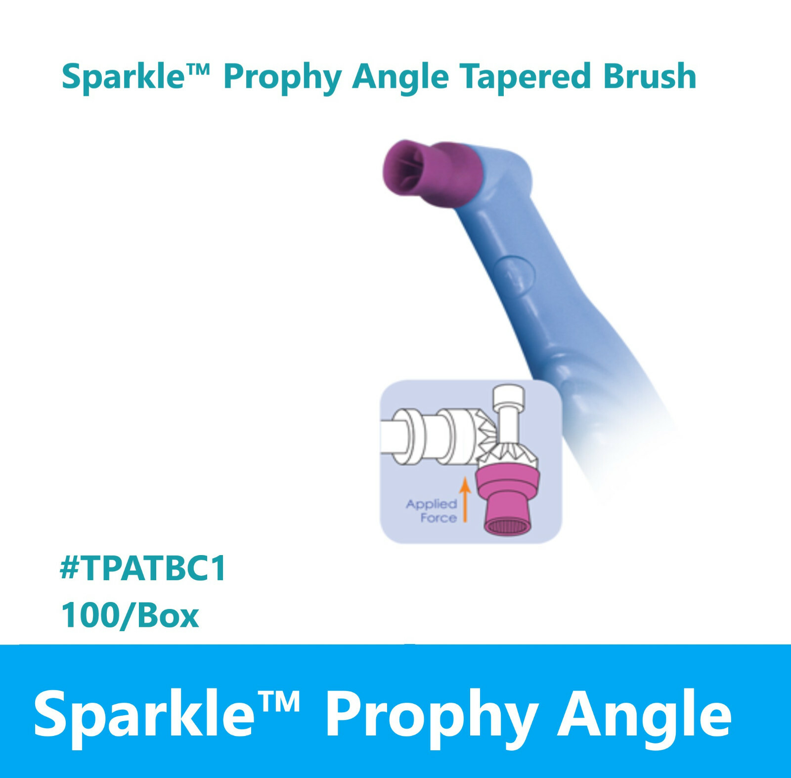 Dental Sparkle Twist Tapered Brush Prophy Angle, 100/Bx Crosstex # TPATBC1