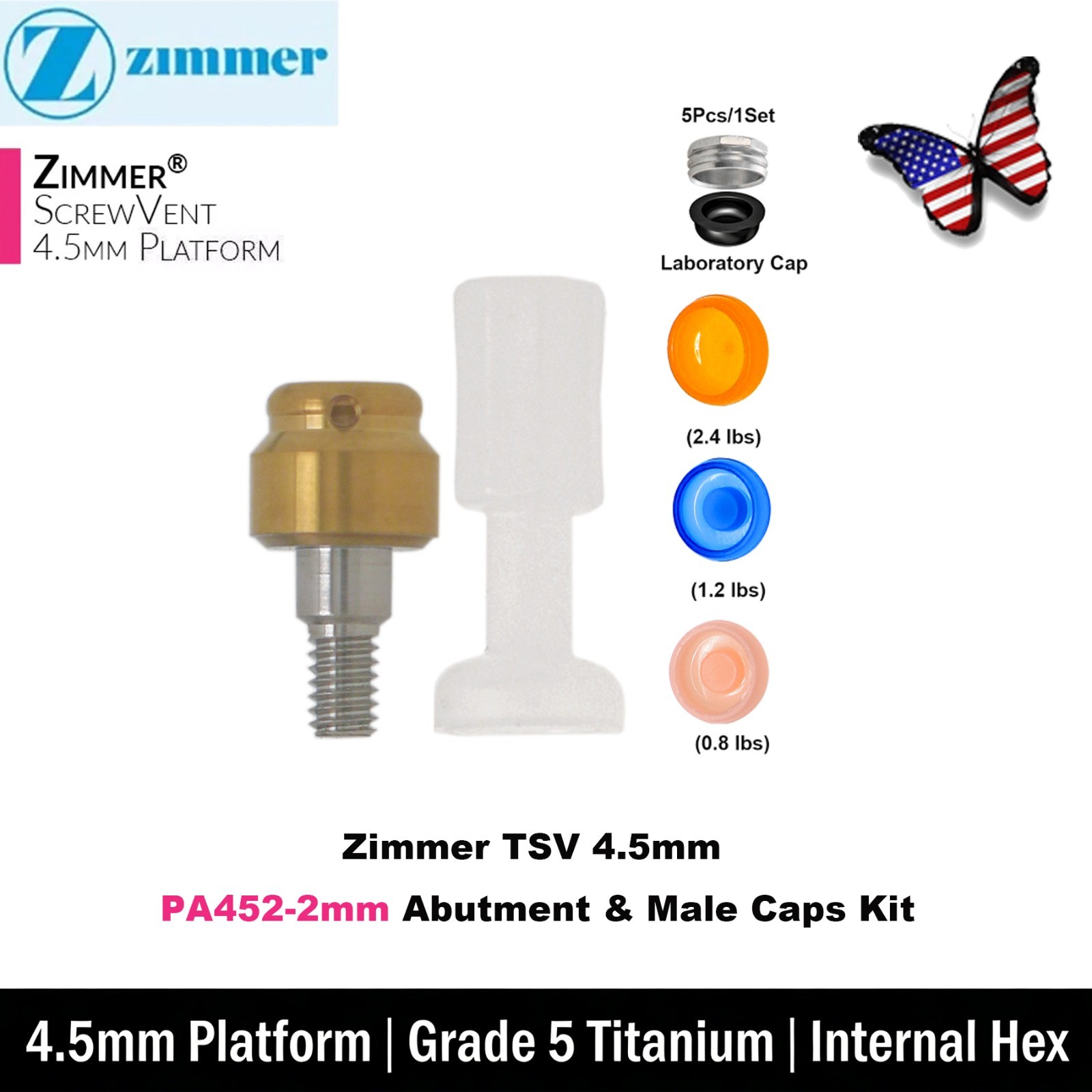 US LOCATOR Abutment Compatible with the ZimVie /Zimmer Biomet Tapered Screw Vent