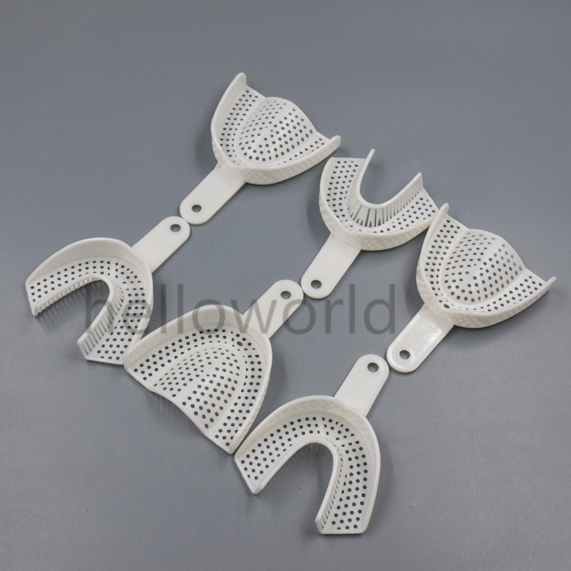 1 Pair Dental Impression Trays Central Denture Disposable Plastic L/M/S Quadrant