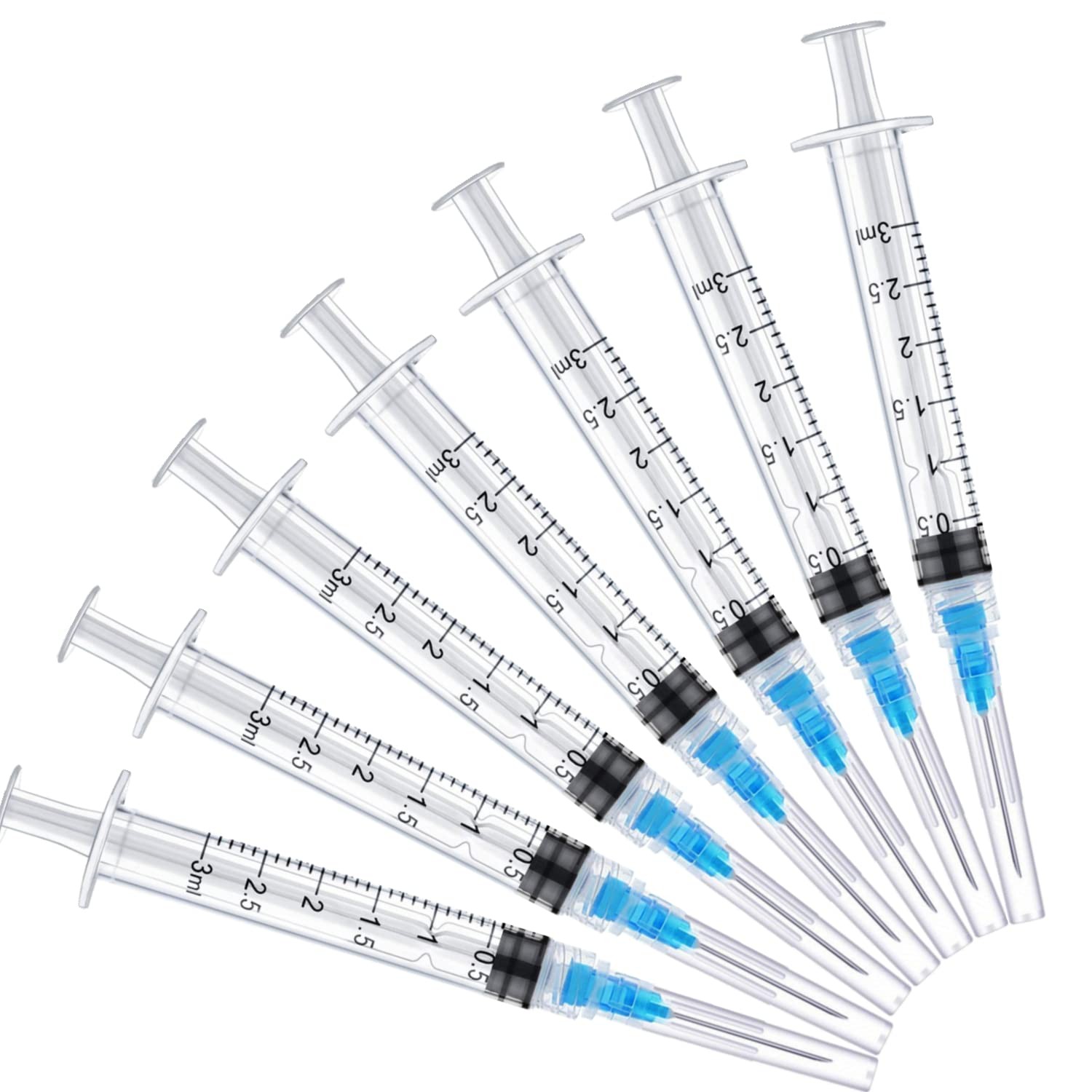 100 Pack 3ml with 23Ga Disposable Plastic Measuring Lab Supplies, Individually S
